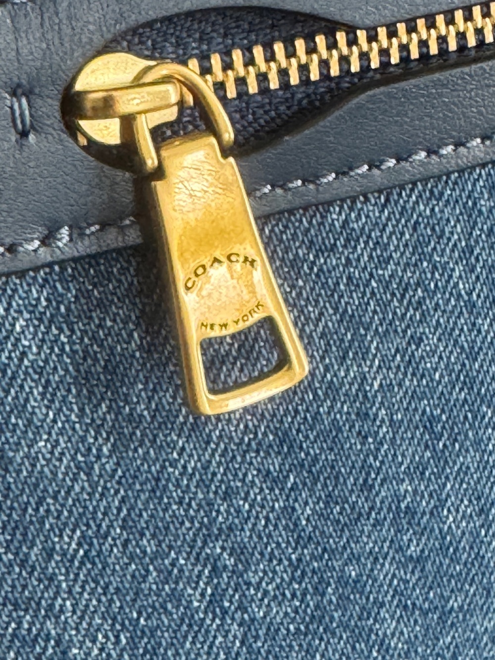 Coach Pillow Tabby 26 Denim Chain Shoulder Bag Large Blue Jean Crossbody - Picture 10 of 16